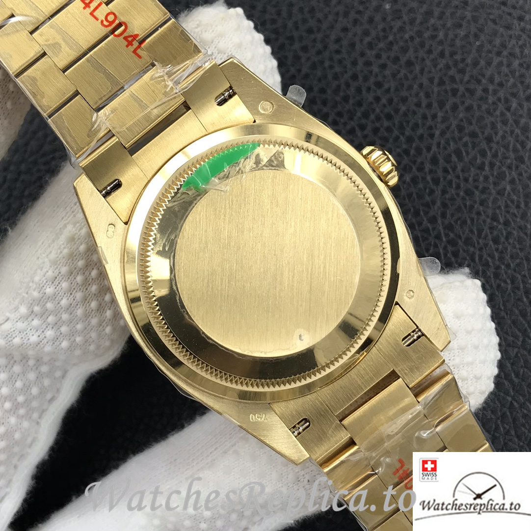 Swiss Rolex Day Date Replica 128238 Yellow Gold strap 36MM Green Dial - WatchesReplica.is