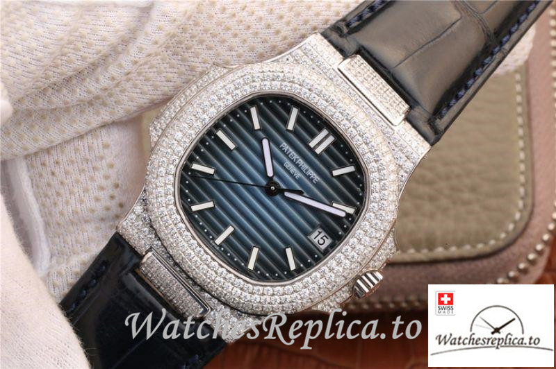 Swiss Patek Philippe Nautilus Jumbo Replica 5719/1G-001 003 Black Strap 40MM - WatchesReplica.is
