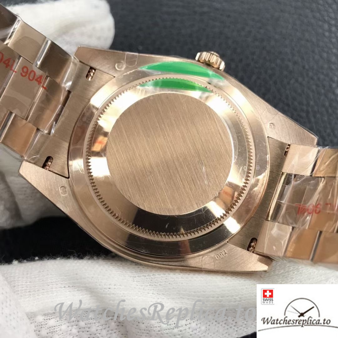Swiss Rolex Day Date Replica 218399 Rose Gold strap 40MM - WatchesReplica.is