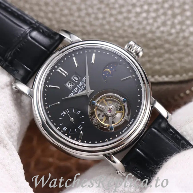 Patek Philippe Replica Complications Leather Rubber strap 42MM - WatchesReplica.is