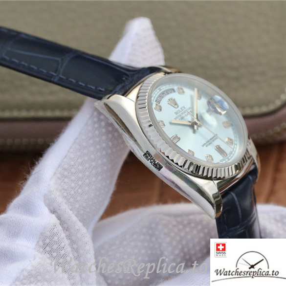 Swiss Rolex Day-Date Replica 118139 Leather strap 36MM - WatchesReplica.is