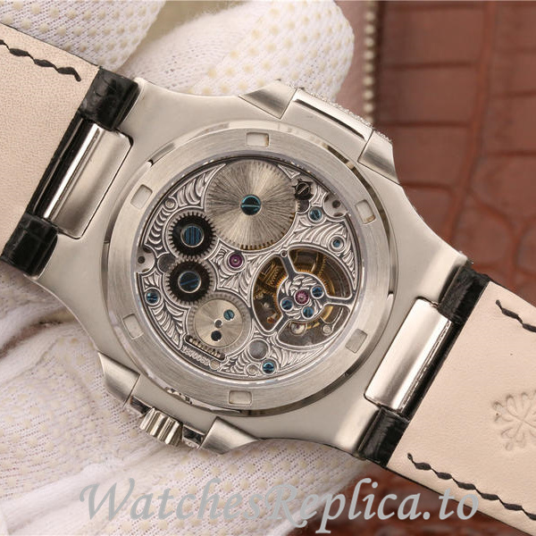 Patek Philippe Replica Nautilus Leather strap 40MM - WatchesReplica.is