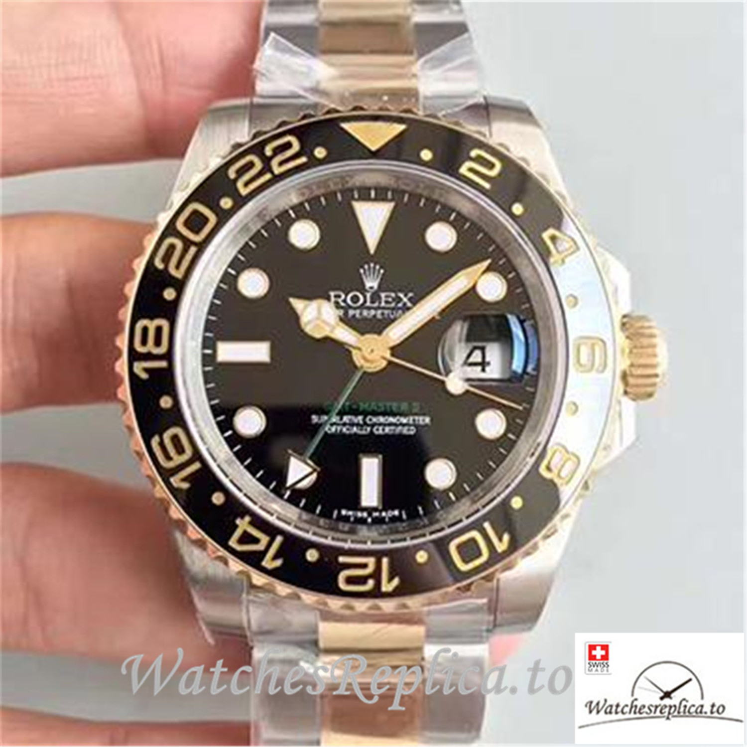 Swiss Rolex GMT-Master II Replica 116713LN Black Dial 40MMx12.1MM - WatchesReplica.is