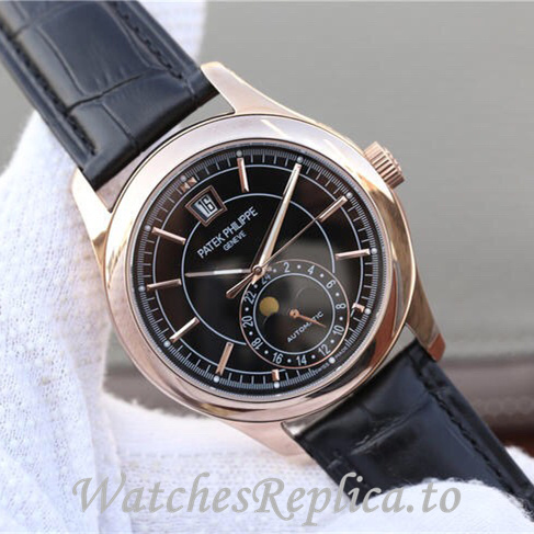 Patek Philippe Replica Complications 5205G-001 Leather strap 40MM - WatchesReplica.is