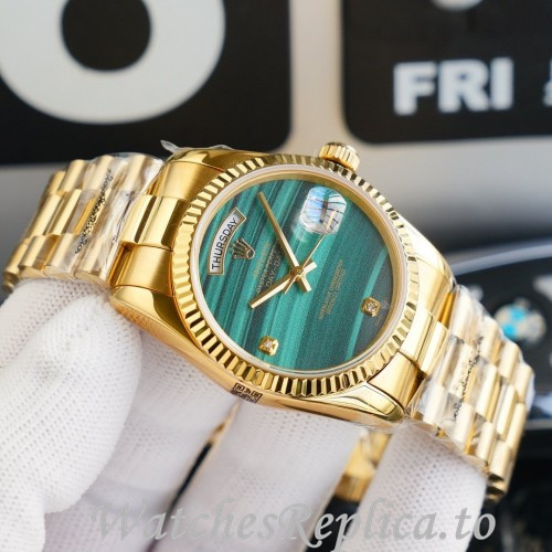 Swiss Rolex Day Date Replica 128238 Yellow Gold strap 36MM - WatchesReplica.is