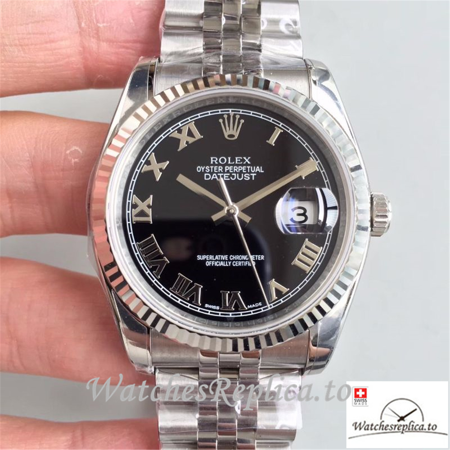 Swiss Rolex Datejust Replica 116334 001 Black Dial 41MM - WatchesReplica.is