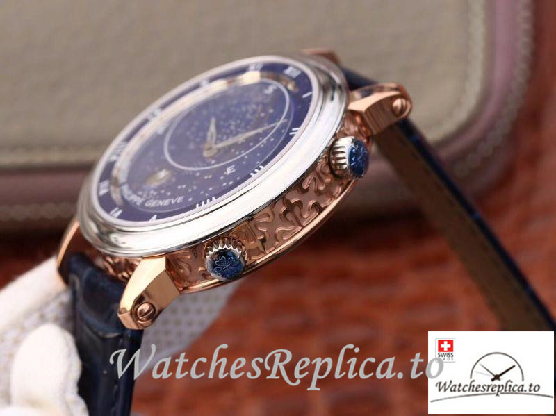 Swiss Patek Philippe Grand Complications Sky Moon Celestial Rose Gold Replica 5102PR-001 Black Strap - WatchesReplica.is