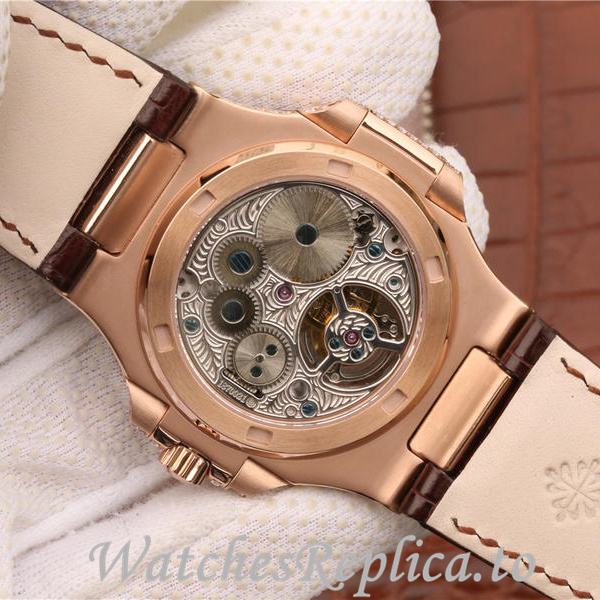 Patek Philippe Replica Nautilus Leather strap 40MM - WatchesReplica.is