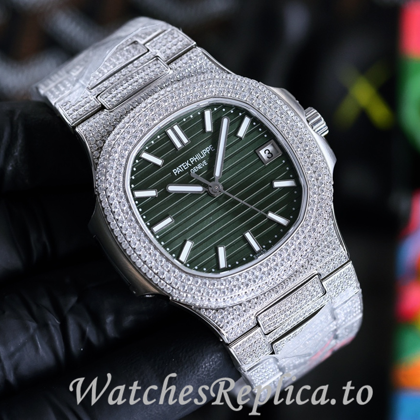 Patek Philippe Replica Nautilus 5711 Diamonds paved strap 40MM - WatchesReplica.is