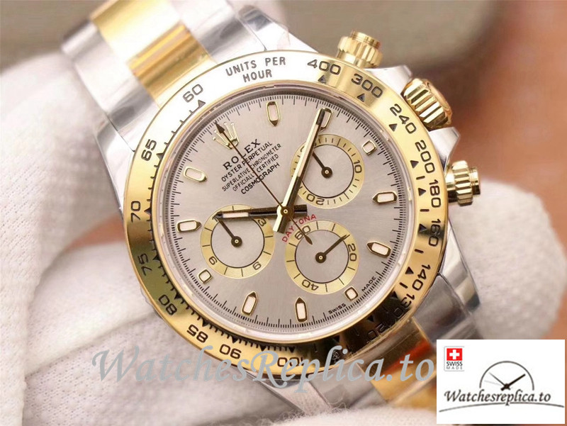Swiss Rolex Daytona Cosmograph Replica M116503-0002 Gray And Gold Strap 40MM - WatchesReplica.is