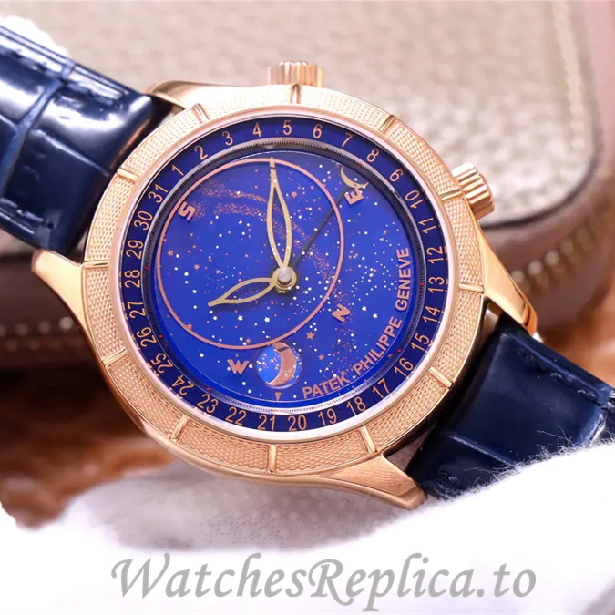 Patek Philippe Replica Complications Leather strap 42MM - WatchesReplica.is