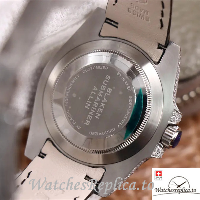 Swiss Rolex Submariner Replica Leather strap 40MM - WatchesReplica.is