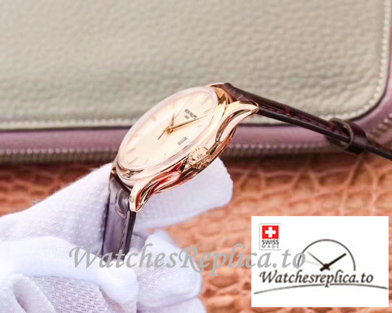 Swiss Patek Philippe Calatrava Rose Gold Replica 5227R-001 Black Strap 39MM×10.2MM - WatchesReplica.is