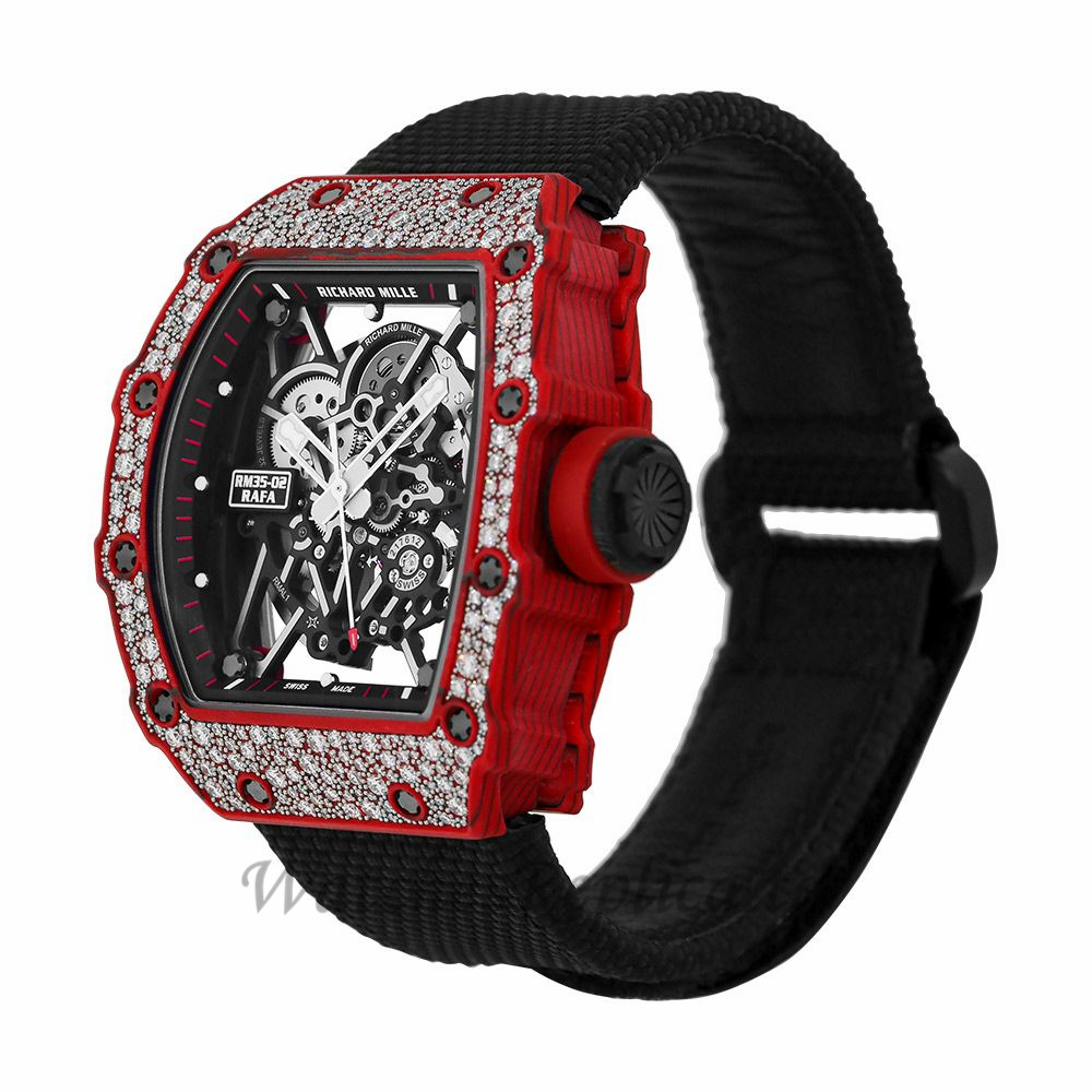 Richard Mille Replica RM35-02 Rafael Nadal Diamond Red Quartz TPT 49MM Watch RM35-02 69877 - WatchesReplica.is