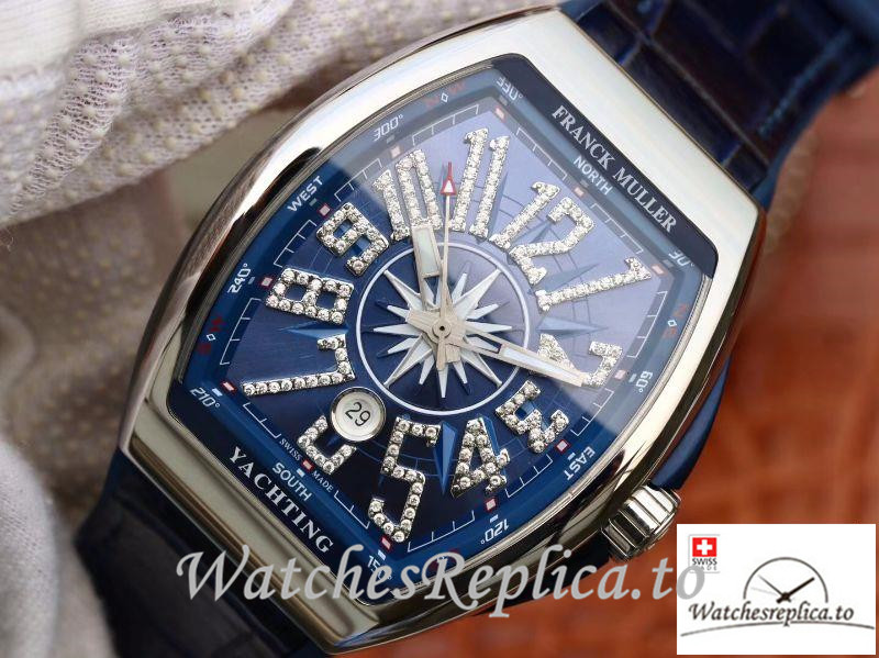 Swiss Franck Muller Vanguard Replica V45 002 Blue Strap 45MM - WatchesReplica.is