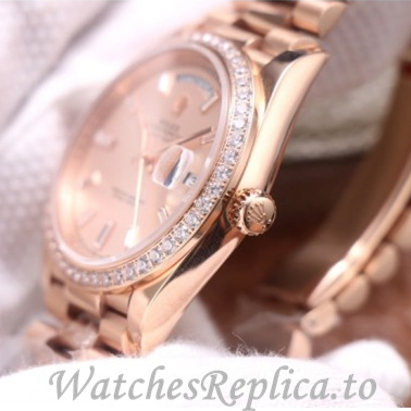 Swiss Rolex Day Date Replica 228345 Rose Gold strap 40MM - WatchesReplica.is
