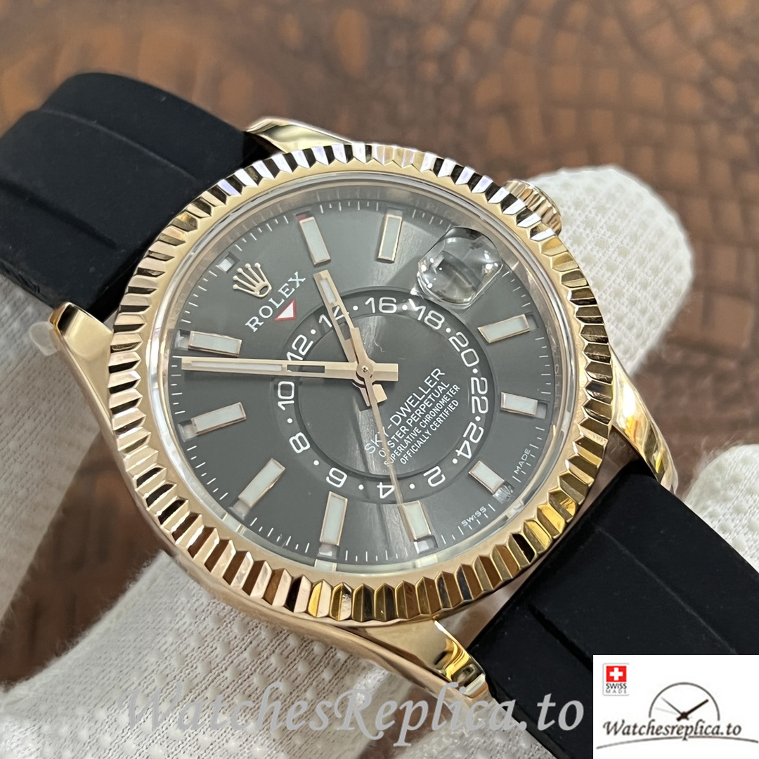 Swiss Rolex Sky Dweller 326938 Replica Rubber strap 42MM - WatchesReplica.is