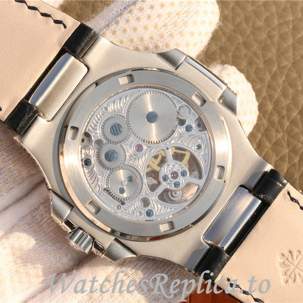 Patek Philippe Replica Nautilus Leather strap 40MM - WatchesReplica.is