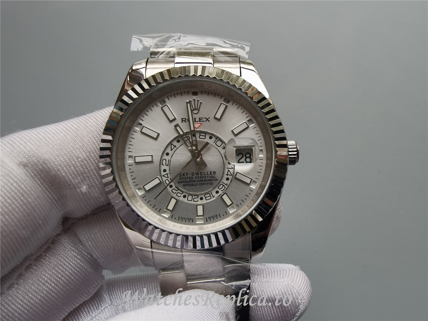 Fake Rolex Sky Dweller 326934 White Dial - WatchesReplica.is
