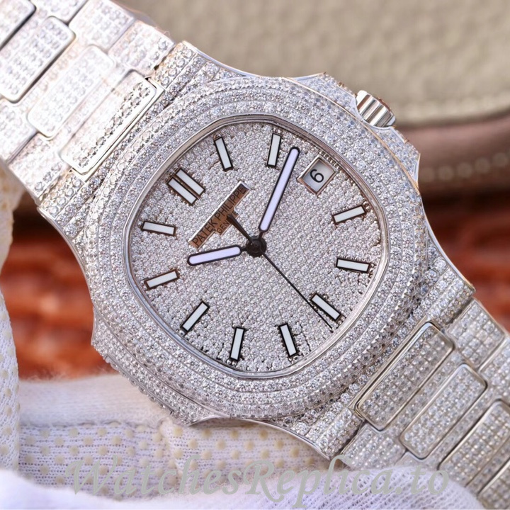Patek Philippe Replica Nautilus 5719 White Gold strap 40MM - WatchesReplica.is