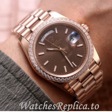 Swiss Rolex Day Date Replica 228345 Rose Gold strap 40MM - WatchesReplica.is