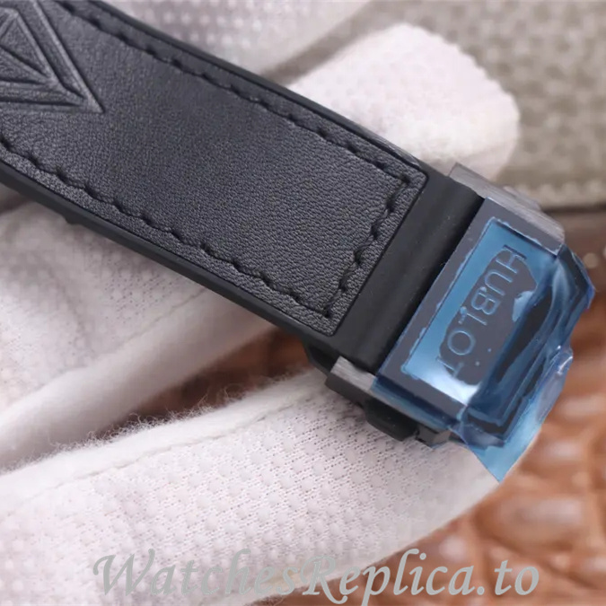 Hublot Replica Big Bang Sang Bleu Leather strap 45MM - WatchesReplica.is