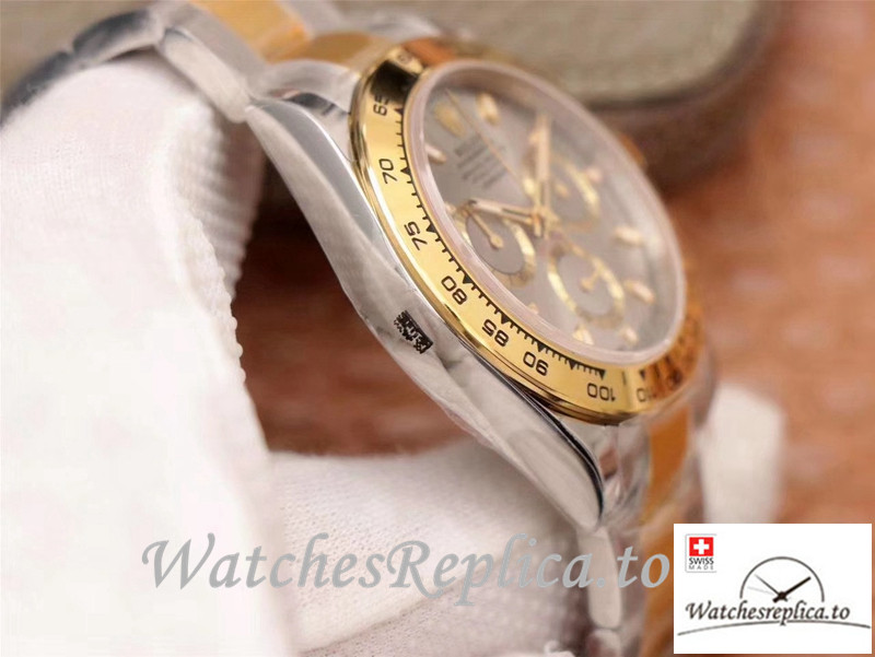 Swiss Rolex Daytona Cosmograph Replica M116503-0002 Gray And Gold Strap 40MM - WatchesReplica.is