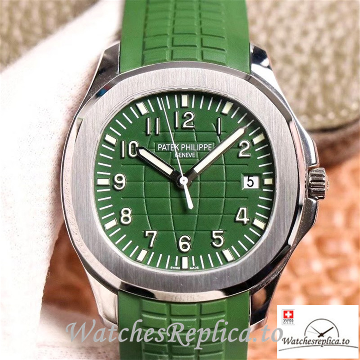 Swiss Patek Philippe Aquanaut Replica 5168G Green Strap 42MM - WatchesReplica.is