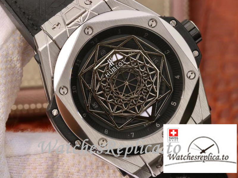 Swiss Hublot Big Bang Sang Bleu Titanium Replica 415.NX.1112.VR.MXM16 Black Strap 45MM - WatchesReplica.is