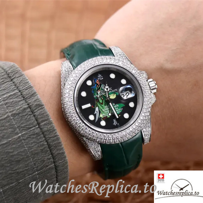 Swiss Rolex Submariner Replica Leather strap 40MM - WatchesReplica.is