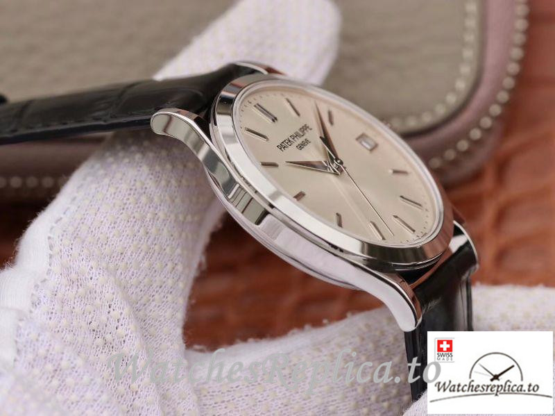 Swiss Patek Philippe Calatrava Replica 5296G-010 Black Strap 39MM×9MM - WatchesReplica.is