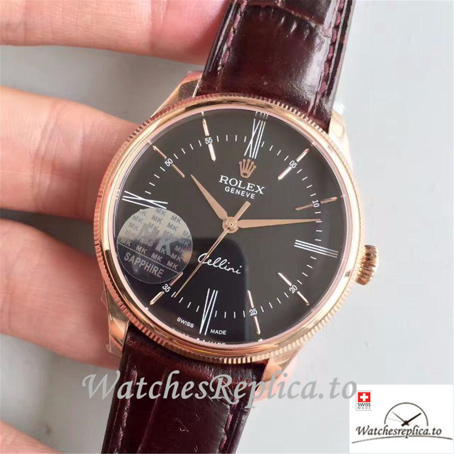 Swiss Rolex Cellini Replica 50505 Black Dial 39MM - WatchesReplica.is