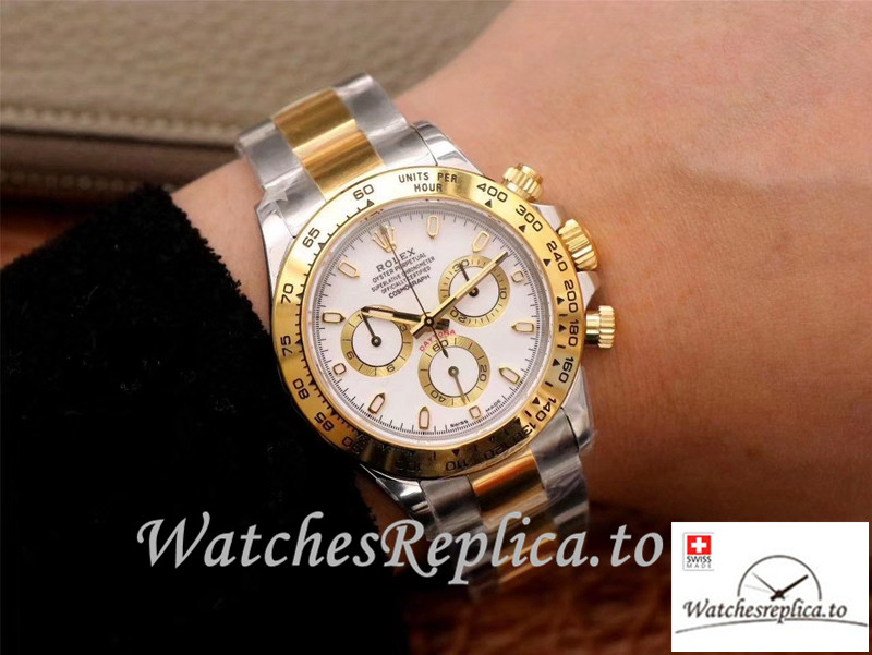 Swiss Rolex Daytona Cosmograph Replica M116503-0001 Silver And Gold Strap 40MM - WatchesReplica.is