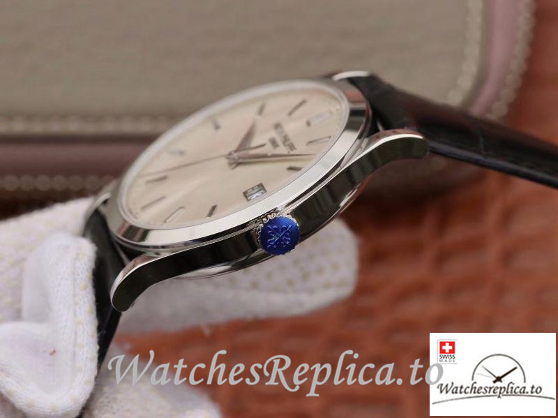 Swiss Patek Philippe Calatrava Replica 5296G-010 Black Strap 39MM×9MM - WatchesReplica.is