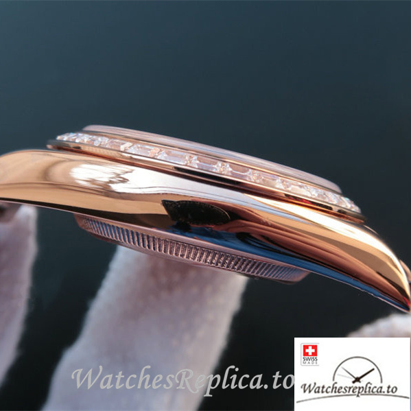 Swiss Rolex Day-Date Replica 218399 Rose Gold strap 41MM - WatchesReplica.is