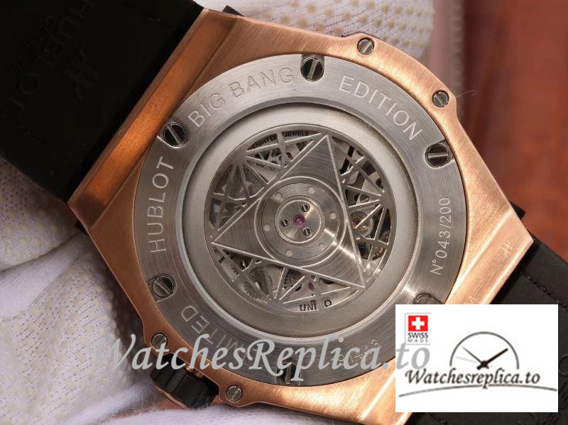 Swiss Hublot Big Bang Sang Bleu King Gold Replica 415.OX.1118.VR.MXM17 Black Strap 45MM - WatchesReplica.is
