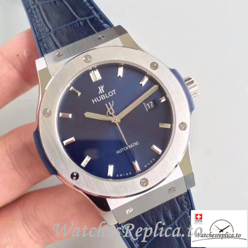 Swiss Hublot Classic Fusion Titanium Blue Replica 511.NX.7170.LR Blue Strap 45MM - WatchesReplica.is