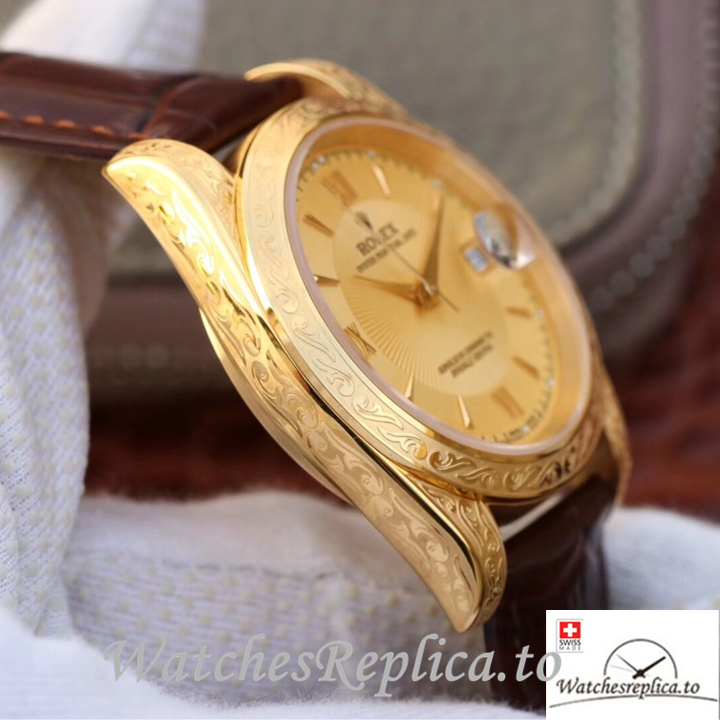 Swiss Rolex Oyster Perpetual Replica Leather strap 40MM - WatchesReplica.is