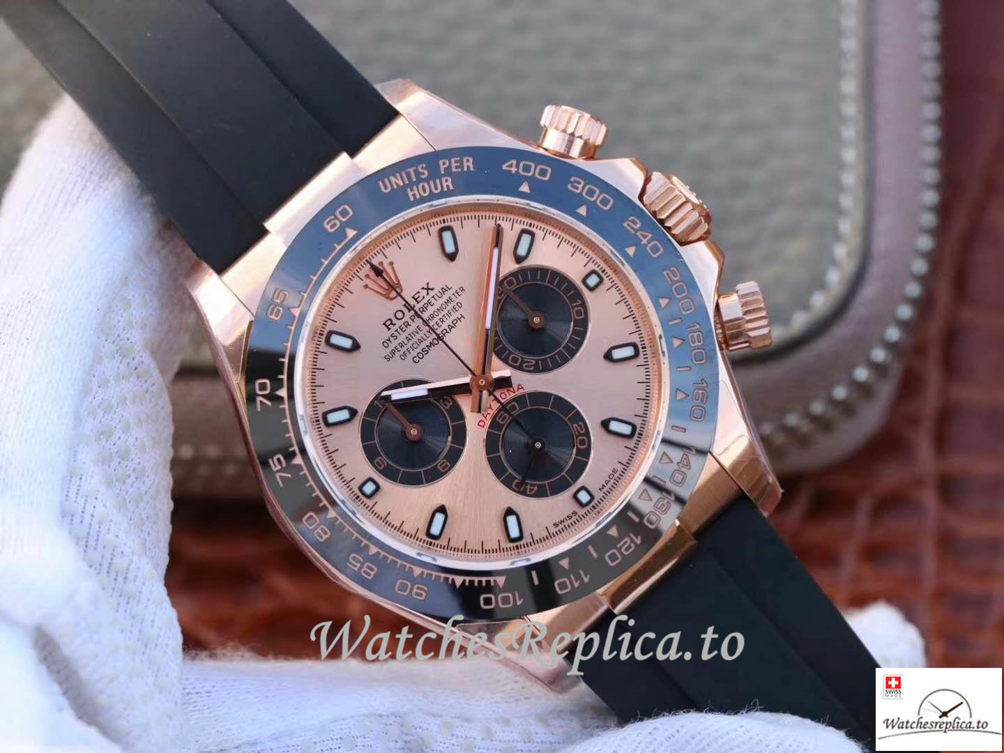 Swiss Rolex Daytona Cosmograph Replica 116515LN 001 Rubber Strap 40MM - WatchesReplica.is