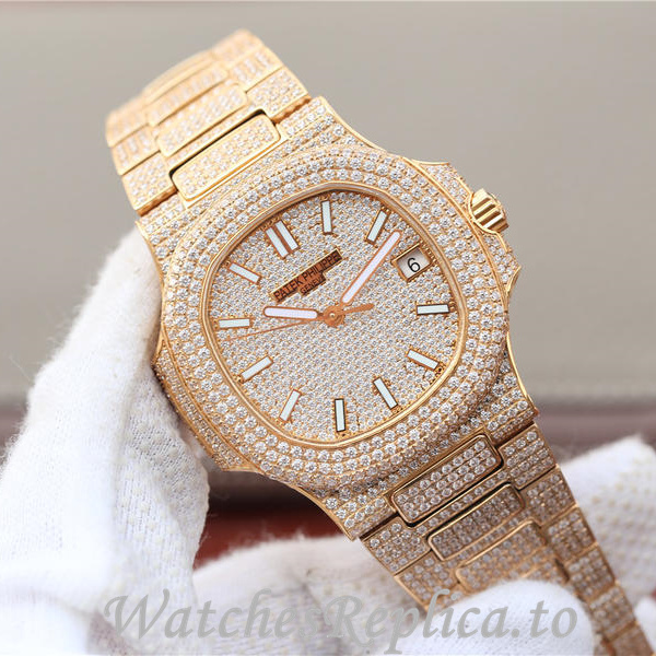 Patek Philippe Replica Nautilus Yellow Gold strap 40MM - WatchesReplica.is