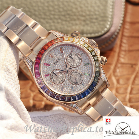 Swiss Rolex Daytona Replica 116505 Rose Gold strap 40MM - WatchesReplica.is