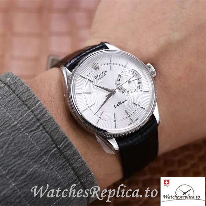 Swiss Rolex Cellini Replica 50515 Leather strap 39MM - WatchesReplica.is