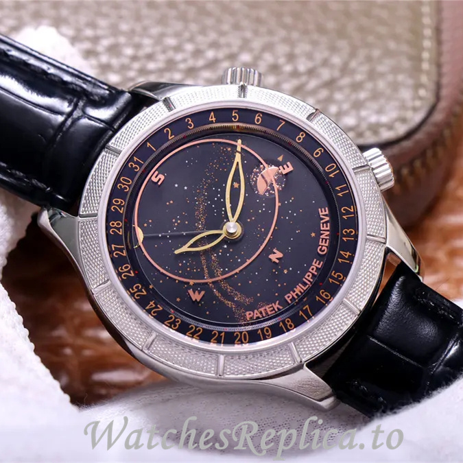 Patek Philippe Replica Complications Leather strap 42MM - WatchesReplica.is