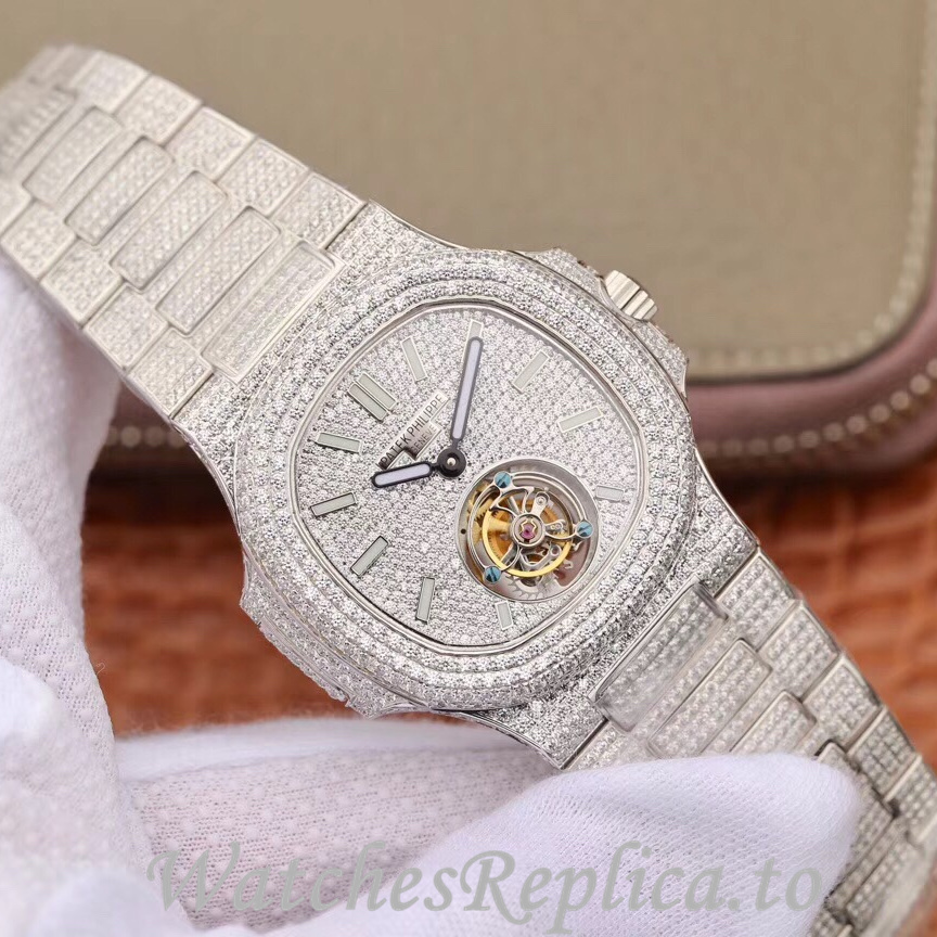 Patek Philippe Replica Nautilus White Gold strap 40MM - WatchesReplica.is