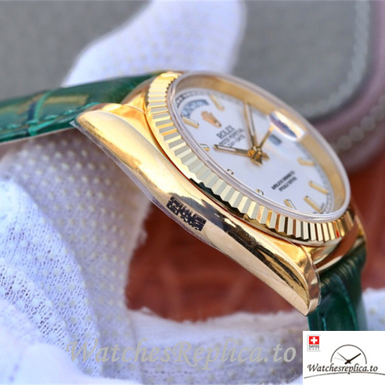 Swiss Rolex Day-Date Replica 118138 Leather strap 36MM - WatchesReplica.is
