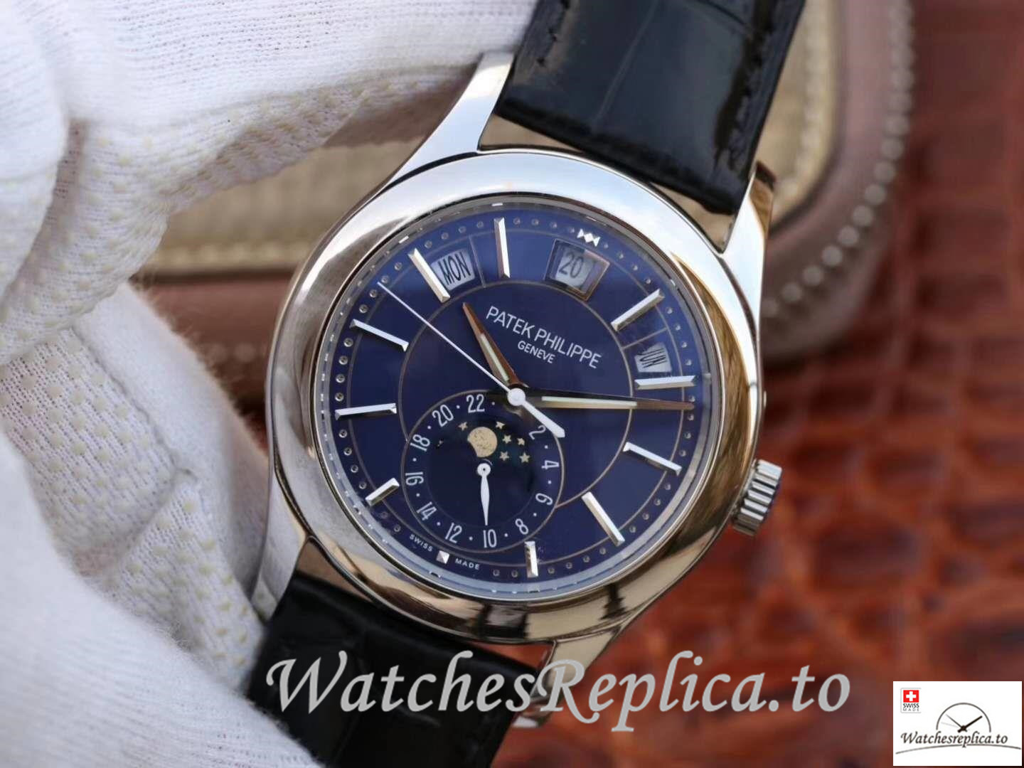 Swiss Patek Philippe Complications Annual Calendar Replica 5205G-013 Black Strap 40MM - WatchesReplica.is