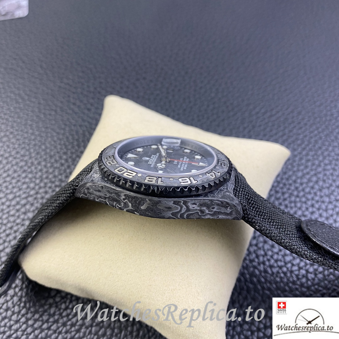 Swiss Rolex GMT Master Electro Carbon Carbon fiber strap 40MM - WatchesReplica.is