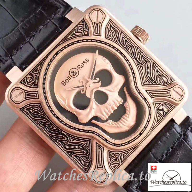 Swiss Bell & Ross Replica BR 01 Black Strap 46MM - WatchesReplica.is