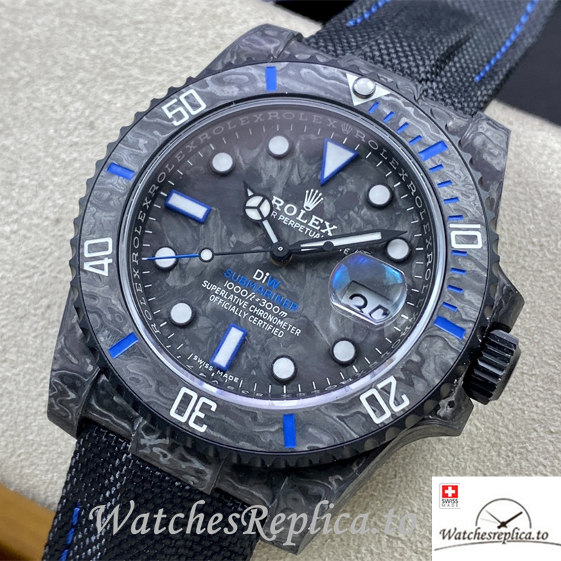Swiss Rolex Sea Dweller Replica Canvas strap 40MM Blue - WatchesReplica.is