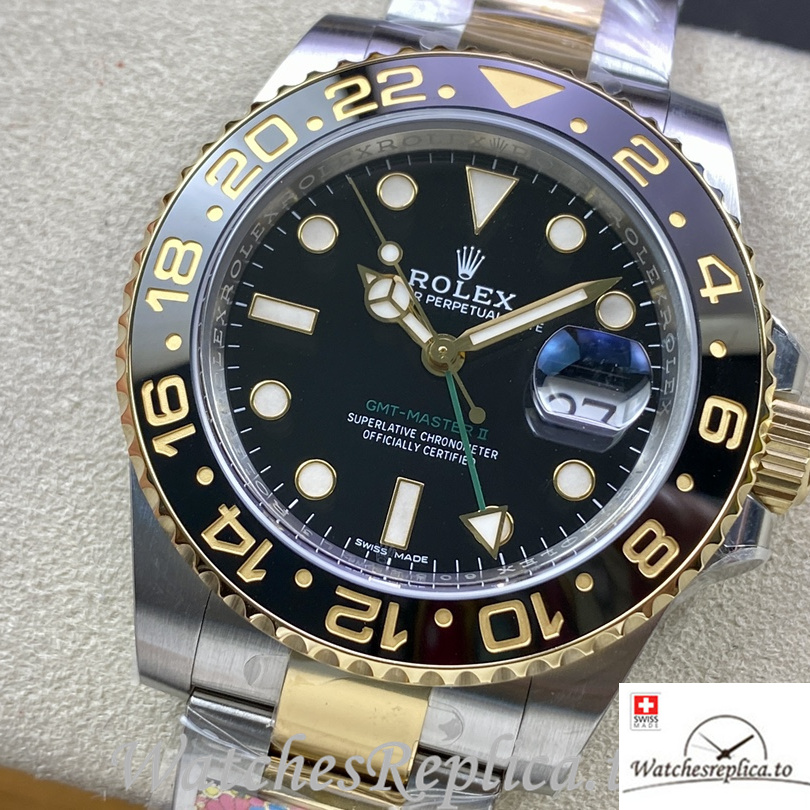 Swiss Rolex GMT Master Replica 116713 Stainless steel strap 40MM - WatchesReplica.is